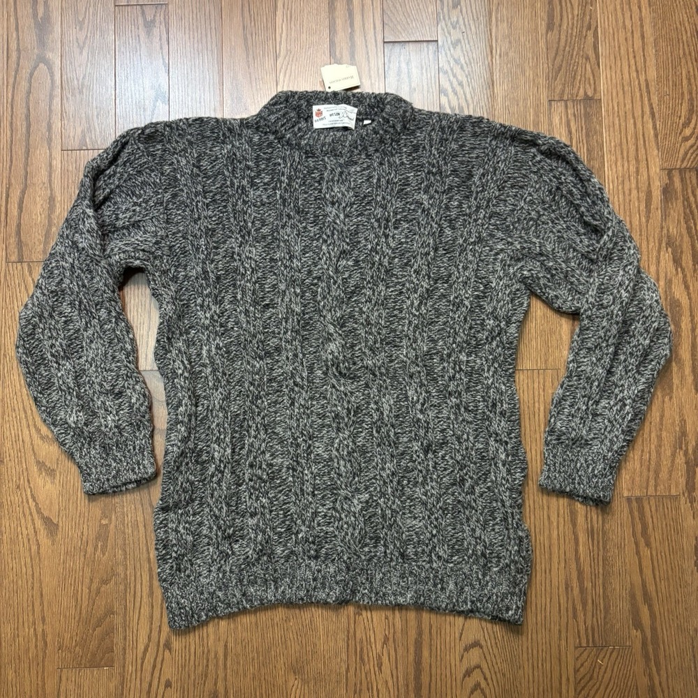 Vintage 70s Wool Knit Sweater Gray Harris Wilson Pullover Sweatshirt Men's Large